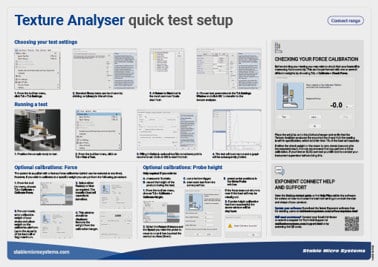 Texture Analyser quick test setup – Connect range